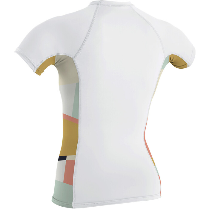 2022 O'Neill Frauen Side Print Kurzarm-Lycra-Weste 5405S - White / Jasmine